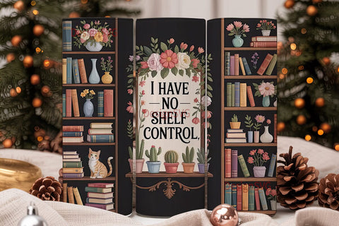 Bookish Cat Tumbler Wrap Sublimation DesignSVG 