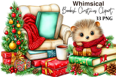 Bookish Christmas Clipart Bundle Sublimation SVGArt 