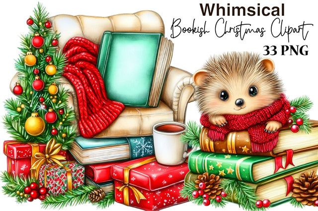 Bookish Christmas Clipart Bundle Sublimation SVGArt 