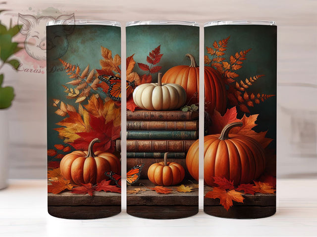 Bookish Cozy Fall Reading Tumbler Wrap, Fall Reading Png, 20oz Skinny Tumbler, Bookish Tumbler Wrap, Sublimation Download, Cozy Autumn Tumbler, Pumpkin Tumbler Design Sublimation Lara' s Designs 