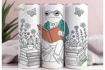 Bookish Frog 20oz Tumbler Wrap Sublimation PixelChick 