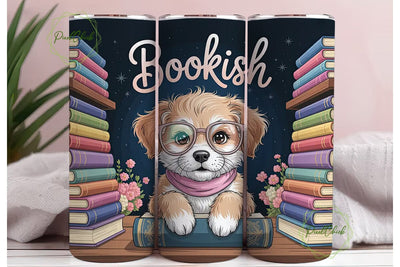 Bookish Puppy 20oz Tumbler Wrap Sublimation PixelChick 