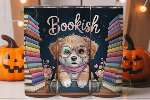 Bookish Puppy 20oz Tumbler Wrap Sublimation PixelChick 