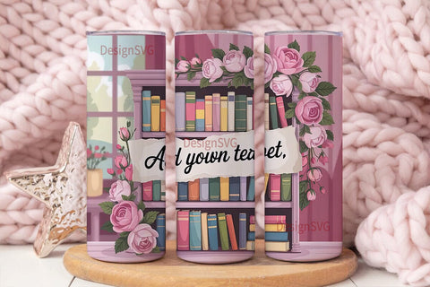 Bookish Roses 20oz Tumbler Wrap Sublimation DesignSVG 