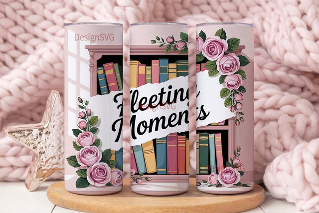 Bookish Roses 20oz Tumbler Wrap Sublimation DesignSVG 