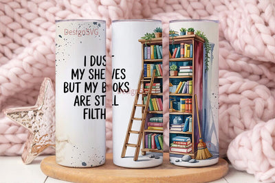 Bookish Shelves 20oz Tumbler Wrap Sublimation DesignSVG 