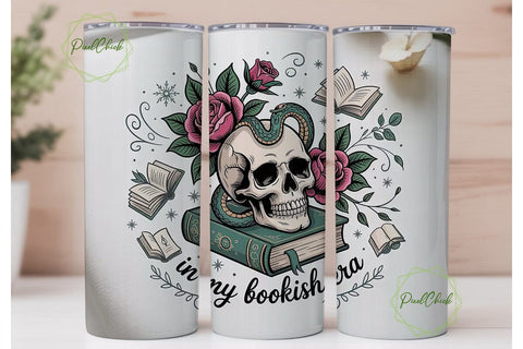 Bookish Skull Tumbler Wrap Sublimation PixelChick 