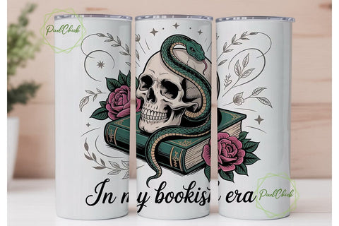Bookish Skull Tumbler Wrap Sublimation PixelChick 