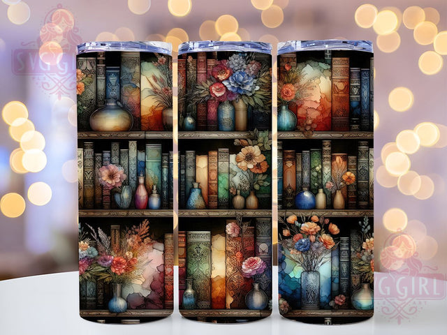 Bookish Stack Library Lover Tumbler Wrap, Reading Tumbler Wrap, Stack Of Books Design, 20oz Skinny Tumbler, Library Tumbler Wrap, Bookish Sublimation Design, Literary Tumbler Wrap Sublimation SvggirlplusArt 