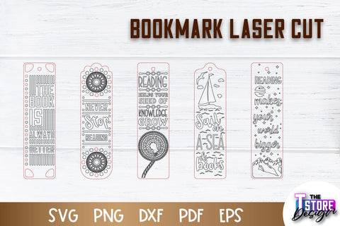 Bookmark Laser Cut | Book Lovers Design | Bookmark Template | CNC File SVG The T Store Design 