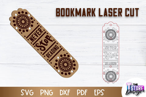 Bookmark Laser Cut | Book Lovers Design | Bookmark Template | CNC File SVG The T Store Design 