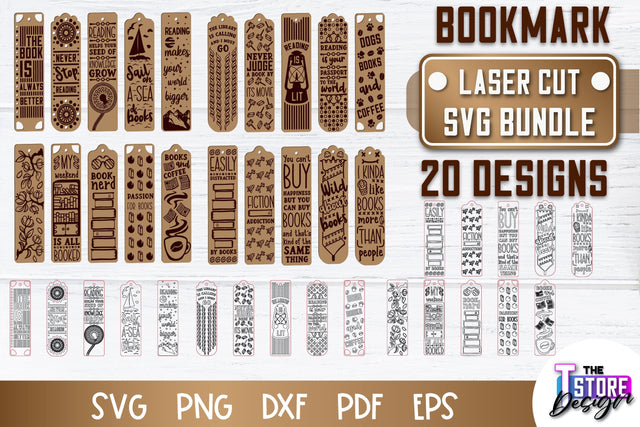Bookmark Laser Cut | Book Lovers Design | Bookmark Template | CNC File SVG The T Store Design 