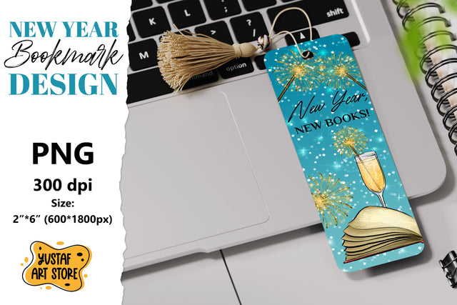 Bookmark printable design PNG. New year, new books Sublimation Yustaf Art Store 