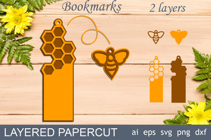 Bookmark with honey bee svg, Layered bookmarks template, Cut files SVG AnastasiyaArtDesign 