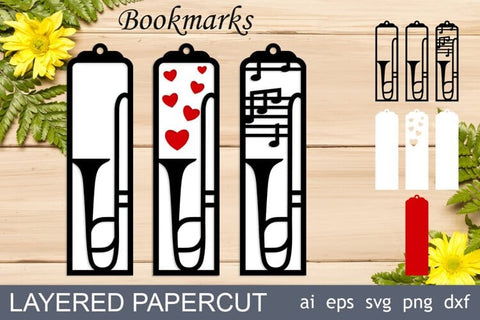 Bookmarks set with musical instruments, Layered svg SVG AnastasiyaArtDesign 