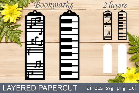 Bookmarks set with musical instruments, Layered svg SVG AnastasiyaArtDesign 