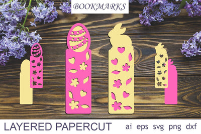 Bookmarks with Easter egg and bunny svg, Bookmarks layered papercut SVG AnastasiyaArtDesign 