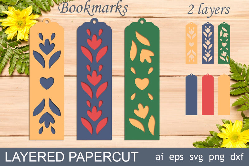 Bookmarks with floral ornament svg, Flower layered bookmark SVG AnastasiyaArtDesign 