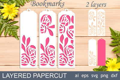 Bookmarks with flowers svg, Floral layered bookmark papercut SVG AnastasiyaArtDesign 