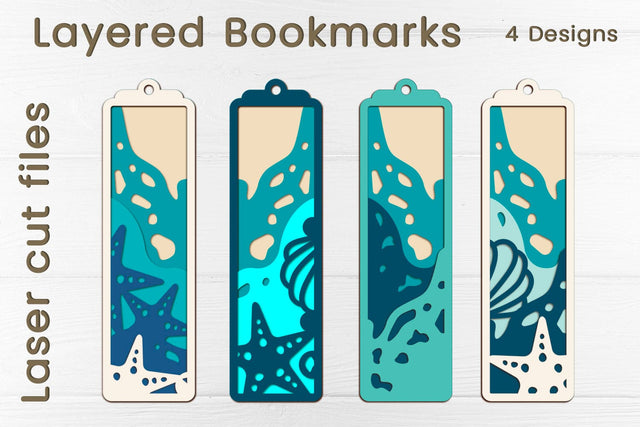 Bookmarks with Seashell svg, 3d summer layered bookmarks set 3D Paper AnastasiyaArtDesign 