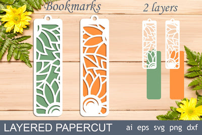 Bookmarks with sunflowers svg, Layered bookmark papercut SVG AnastasiyaArtDesign 