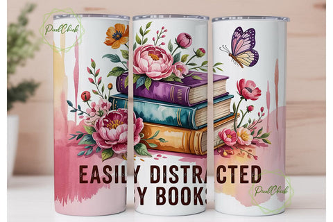 Books and Butterflies 20oz Tumbler Wrap Sublimation PixelChick 