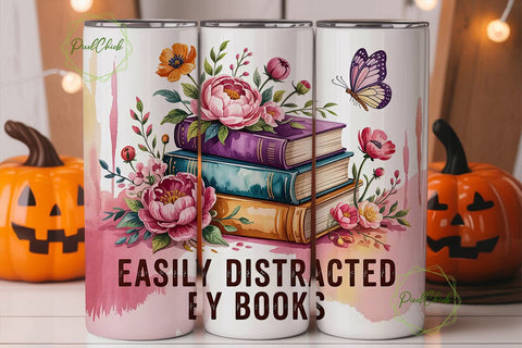 Books and Butterflies 20oz Tumbler Wrap Sublimation PixelChick 