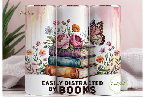 Books and Butterflies 20oz Tumbler Wrap Sublimation PixelChick 