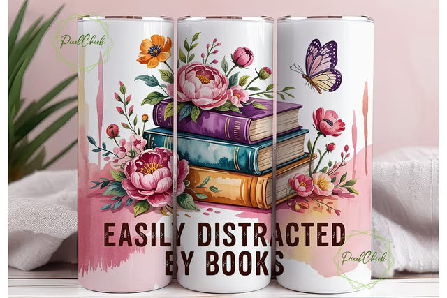 Books and Butterflies 20oz Tumbler Wrap Sublimation PixelChick 