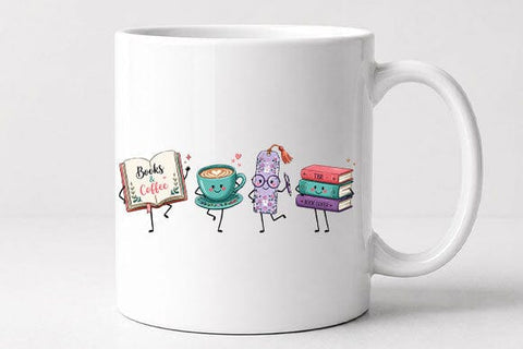 Books and Coffee PNG | Cute Book Lover Sublimation Digital Download SVG BillahCrafts 