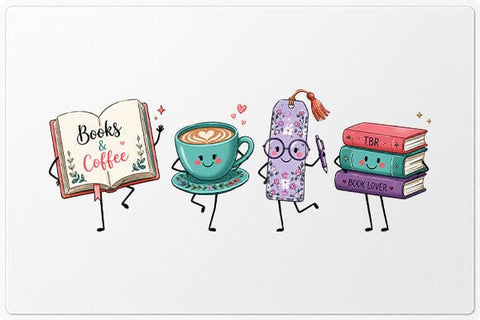 Books and Coffee PNG | Cute Book Lover Sublimation Digital Download SVG BillahCrafts 