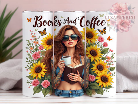 Books and Coffee Tumbler, Sunflower Tumbler Design, 20oz Sublimation Design, Coffee Lover Tumbler, Reading Tumbler PNG, Inspirational Quote Tumbler, Digital Download Sublimation Li Zamperini 