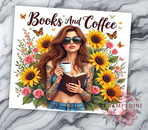 Books and Coffee Tumbler, Sunflower Tumbler Design, 20oz Sublimation Design, Coffee Lover Tumbler, Reading Tumbler PNG, Inspirational Quote Tumbler, Digital Download Sublimation Li Zamperini 