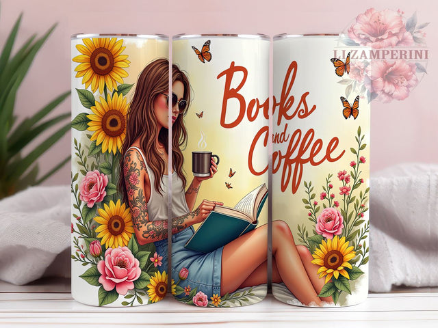 Books and Coffee Tumbler, Sunflower Tumbler Design, 20oz Sublimation Design, Coffee Lover Tumbler, Reading Tumbler PNG, Inspirational Quote Tumbler, Digital Download Sublimation Li Zamperini 