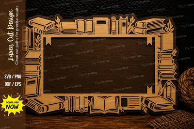 Books and School Supplies Frame Laser Cut SVG Design SVG Regulrcrative 