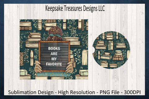 Books Are My Favorite 20oz Tumbler Wrap, Matching Car Coaster, Sublimation Png, Digital Download Sublimation Keepsake Treasures Designs LLC. 