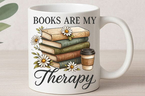 Books Are My Therapy PNG Book Lover Quote Sublimation Design SVG BillahCrafts 