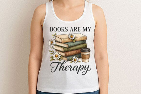 Books Are My Therapy PNG Book Lover Quote Sublimation Design SVG BillahCrafts 