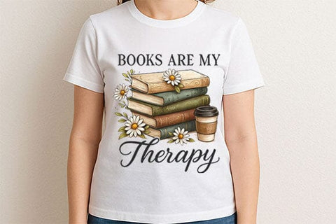 Books Are My Therapy PNG Book Lover Quote Sublimation Design SVG BillahCrafts 