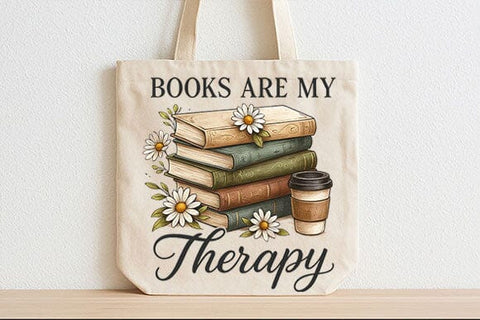 Books Are My Therapy PNG Book Lover Quote Sublimation Design SVG BillahCrafts 