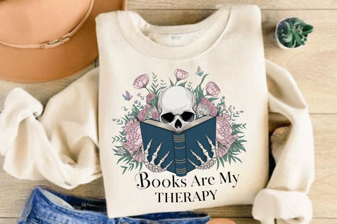 Books Are My Therapy PNG, Funny Book Love Sublimation Design Sublimation Regulrcrative 