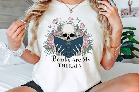 Books Are My Therapy PNG, Funny Book Love Sublimation Design Sublimation Regulrcrative 