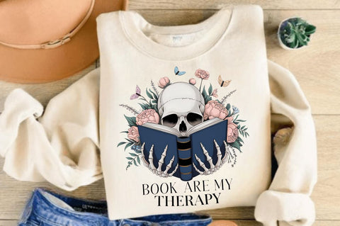 Books Are My Therapy PNG, Funny Book Love Sublimation Design Sublimation Regulrcrative 