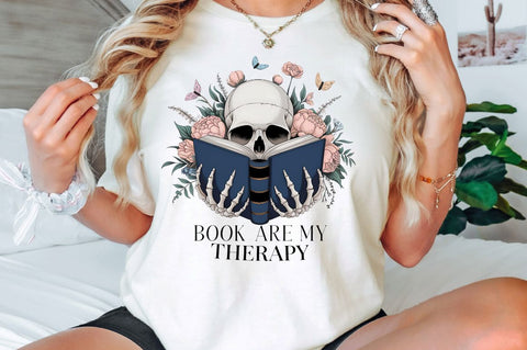Books Are My Therapy PNG, Funny Book Love Sublimation Design Sublimation Regulrcrative 