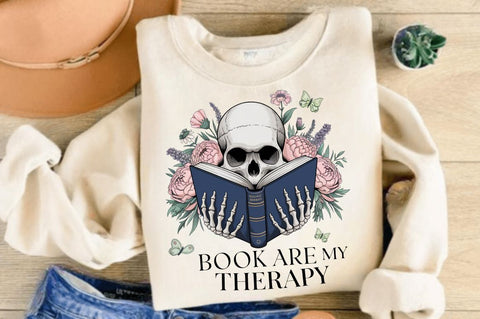 Books Are My Therapy PNG, Funny Book Love Sublimation Design Sublimation Regulrcrative 