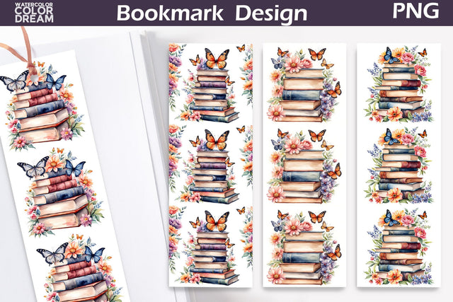 Books Butterflies Bookmark | Book lover Bookmark Sublimation WatercolorColorDream 