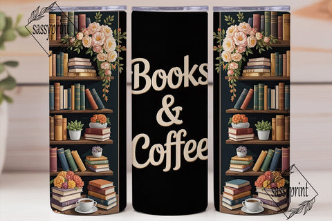 Books Coffee Bookshelf 20oz Tumbler Sublimation sassyprint 
