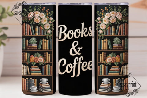 Books Coffee Bookshelf 20oz Tumbler Sublimation sassyprint 