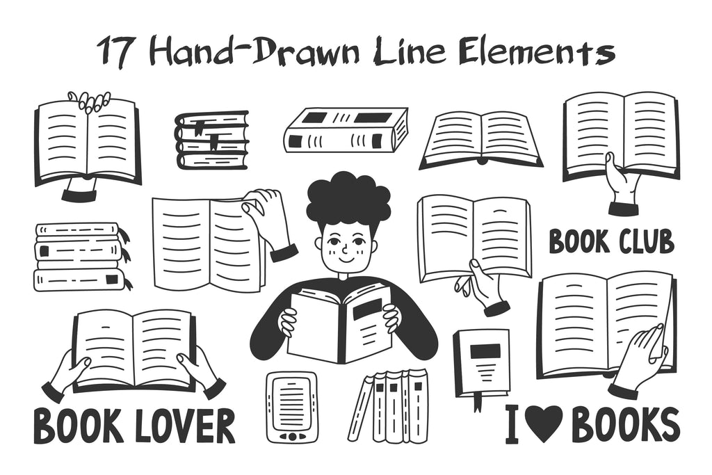 Books Doodles PNG Clipart - So Fontsy