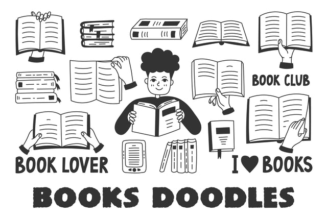 Books Doodles PNG Clipart Sublimation Rin Green 
